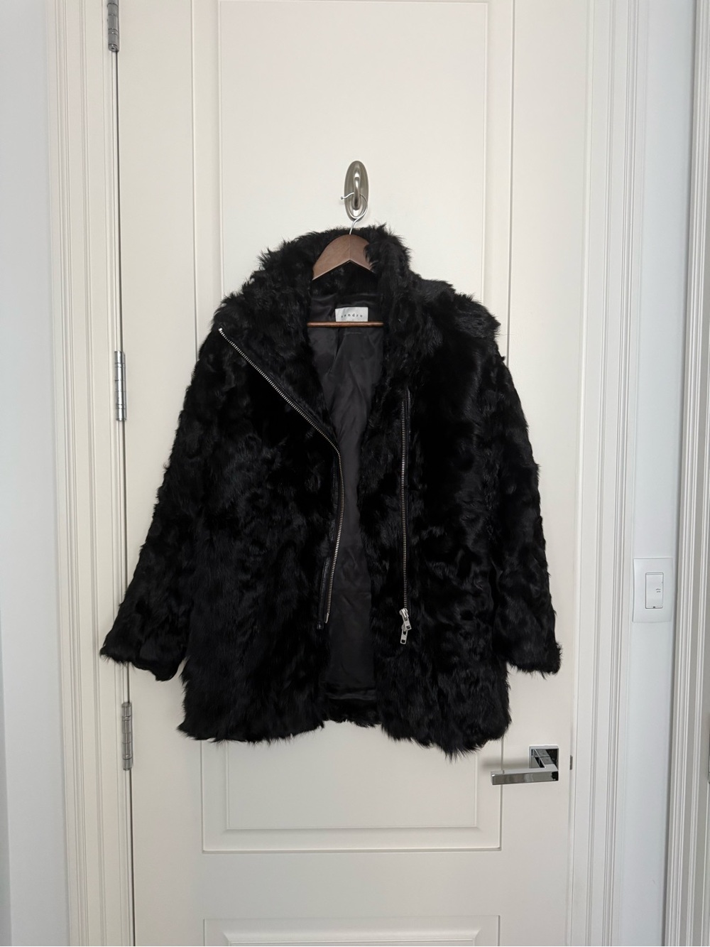 Sandro Mongolia black lambskin fur jacket